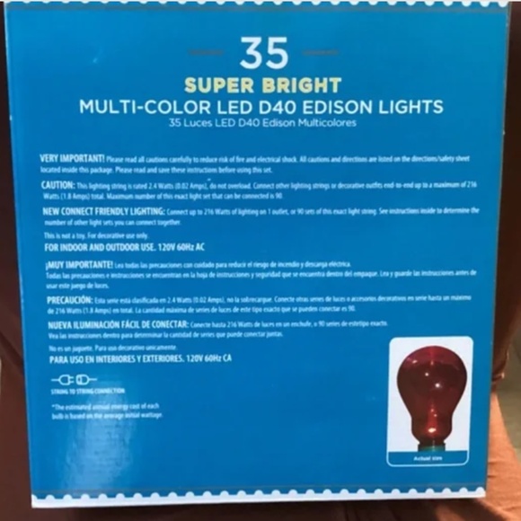 Holiday Time 35 Super Bright Multi-Color LED D40 Edison Lights New - Picture 4 of 4